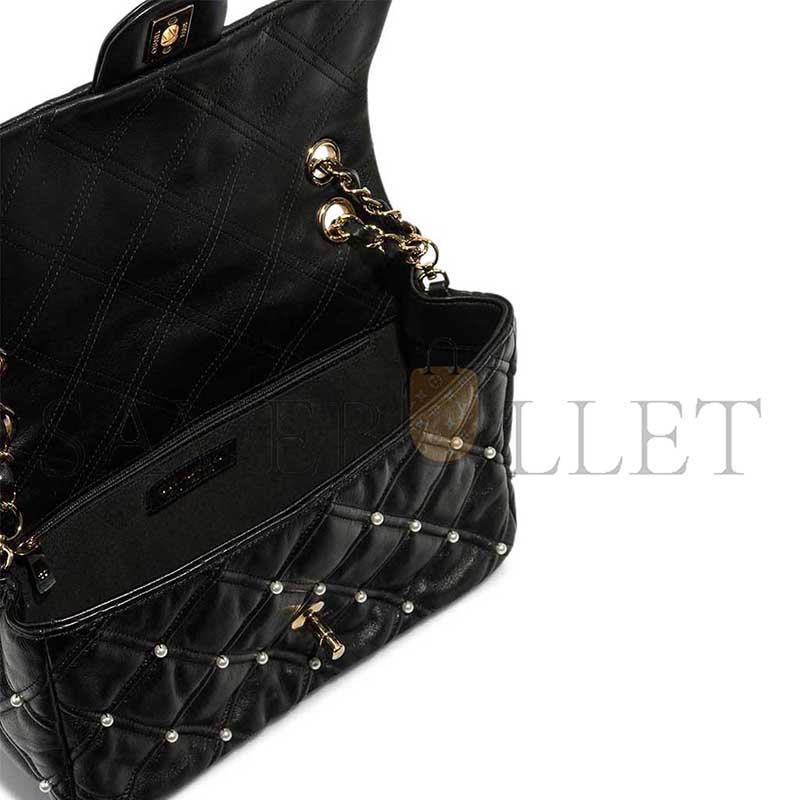 ch**el black pearl studded D1am0nd quilt flap bag (24*16*7.5cm)